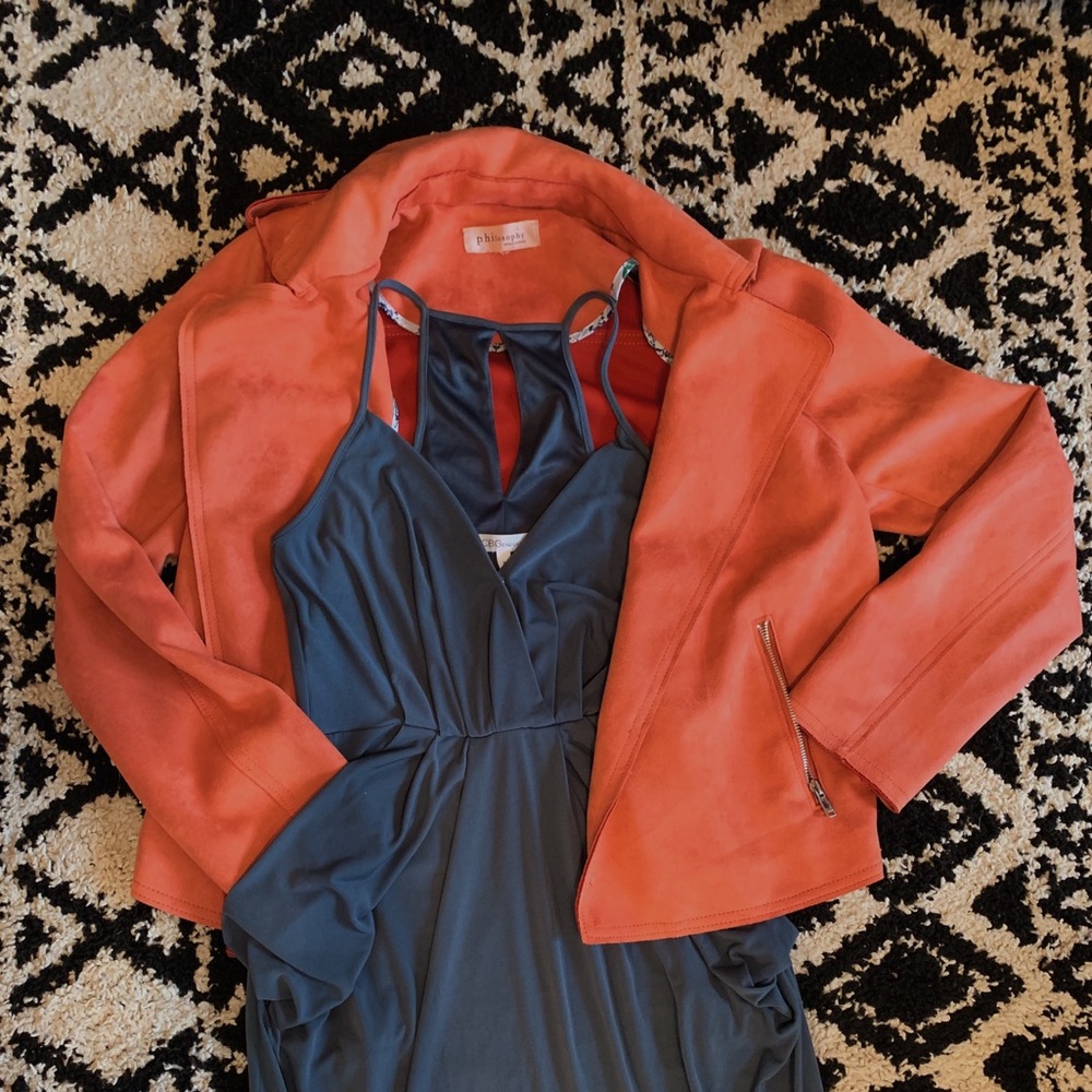 Philosophy suede moto jacket